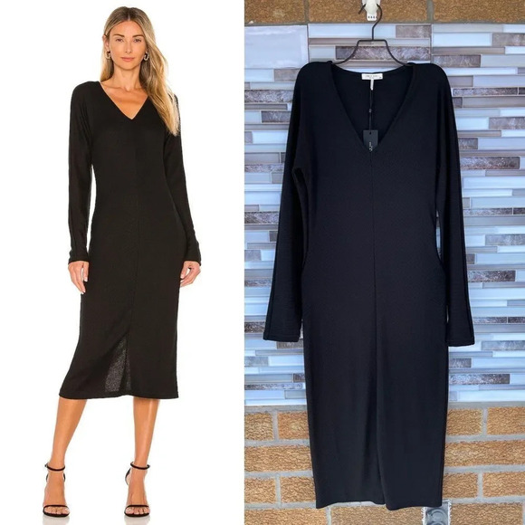 New rag & bone ribbed-knit V-neck dress medium - Picture 1 of 17